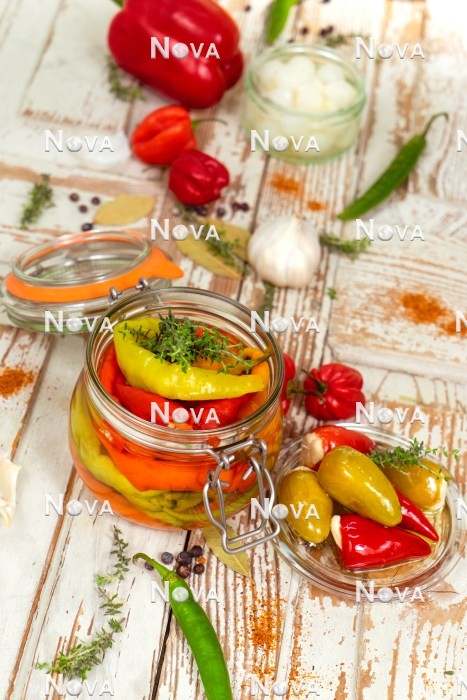N1711334 Pickled vegetables with Capsicum annuum